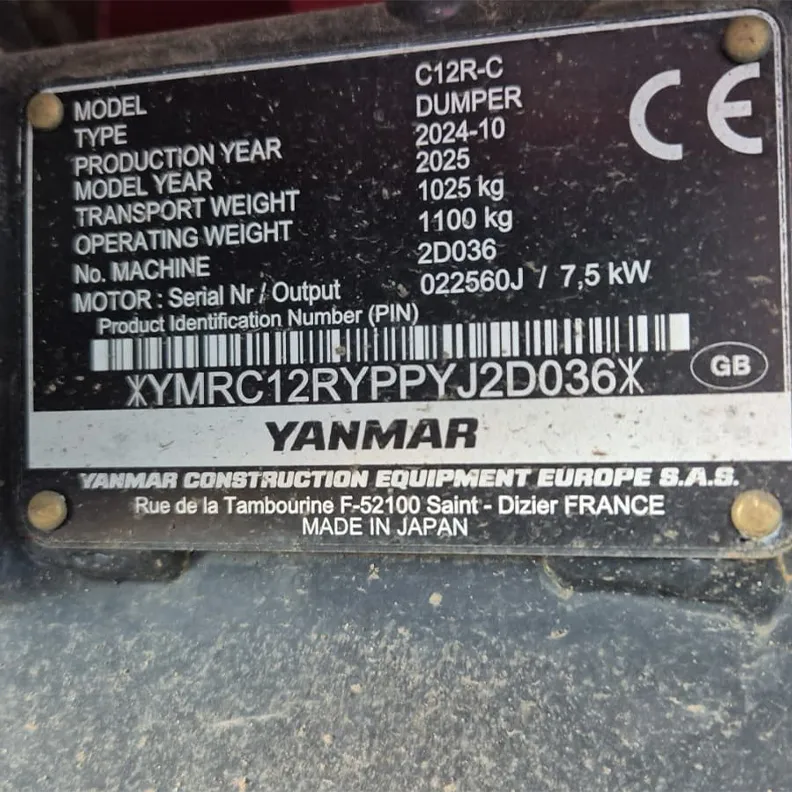 1.15T Dumper Yanmar C12R-C 2024